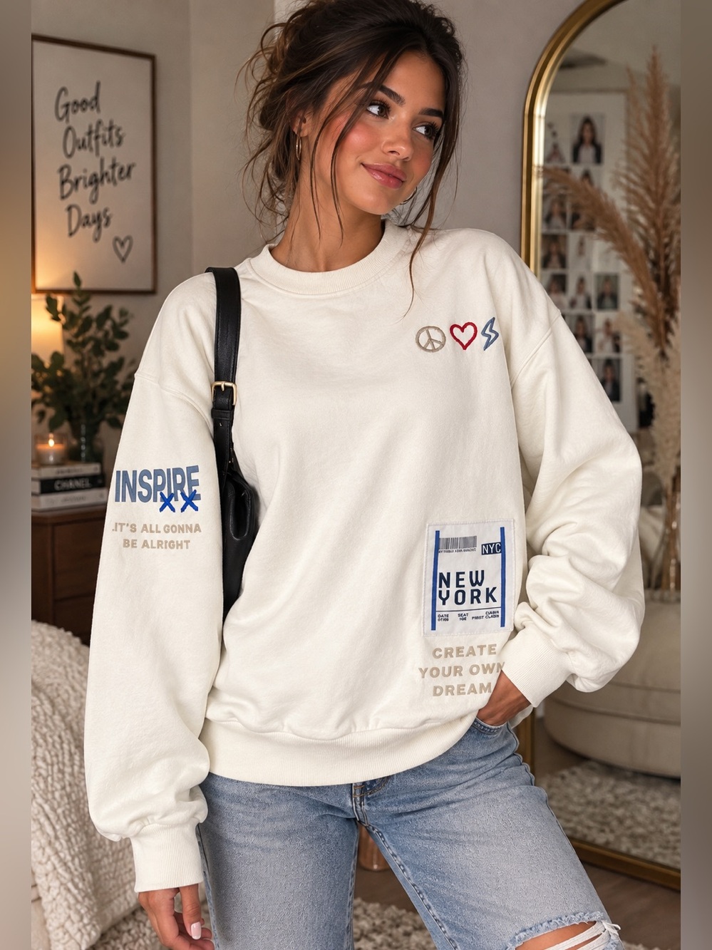 NWT Vintage Havana Surfwash Peace Graffiti NWT, embroidered/appliqué details